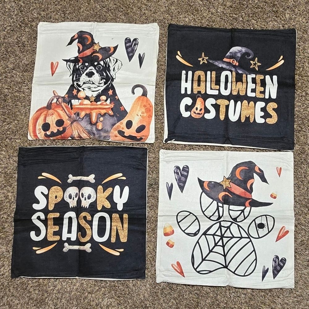 4 PK Halloween Dog Design Pillow Case Cover